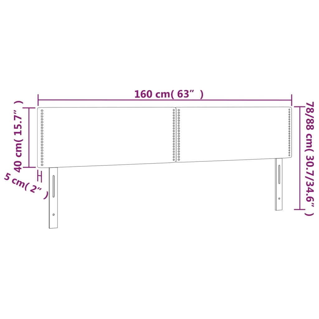 sengegavl med LED-lys 160x5x78/88 cm velour sort