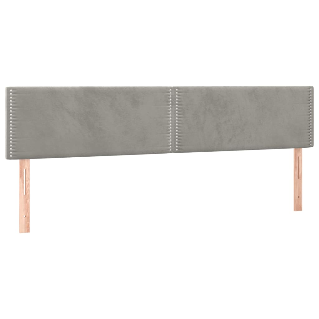 sengegavl med LED-lys 200x5x78/88 cm fløjl lysegrå