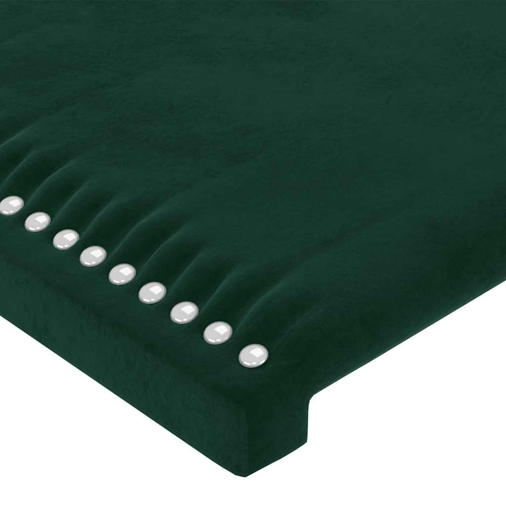 sengegavl med LED-lys 200x5x78/88 cm fløjl mørkegrøn
