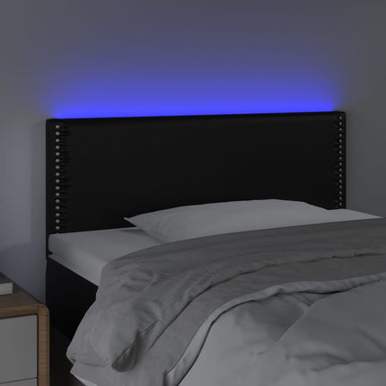 sengegavl med LED-lys 90x5x78/88 cm kunstlæder sort