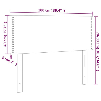 sengegavl med LED-lys 100x5x78/88 cm kunstlæder hvid
