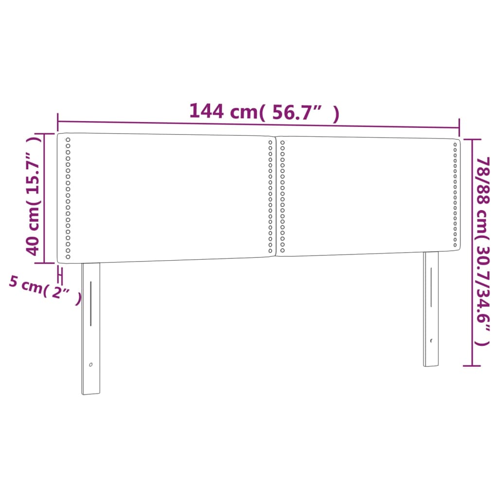 sengegavl med LED-lys 144x5x78/88 cm kunstlæder sort