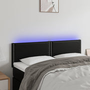 sengegavl med LED-lys 144x5x78/88 cm kunstlæder sort