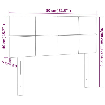 sengegavl med LED-lys 80x5x78/88 cm stof mørkegrå