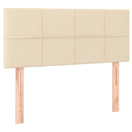 sengegavl med LED-lys 80x5x78/88 cm stof cremefarvet