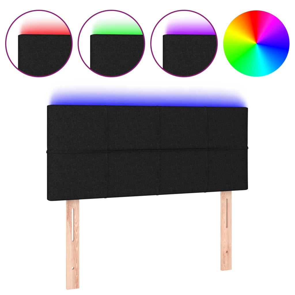 sengegavl med LED-lys 90x5x78/88 cm stof sort