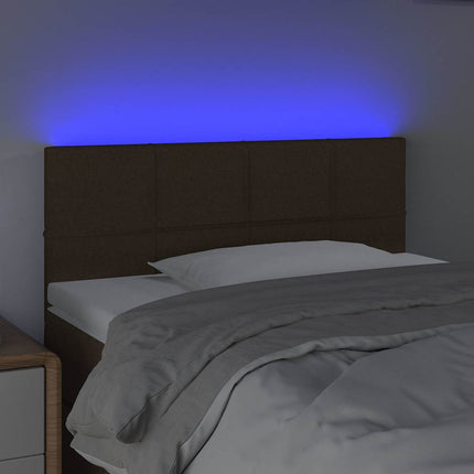 sengegavl med LED-lys 90x5x78/88 cm stof mørkebrun