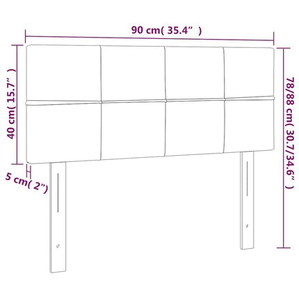 sengegavl med LED-lys 90x5x78/88 cm stof mørkebrun