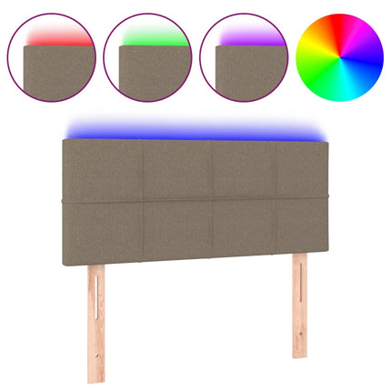 sengegavl med LED-lys 90x5x78/88 cm stof gråbrun