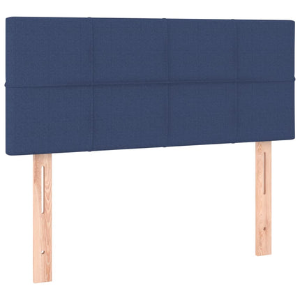 sengegavl med LED-lys 100x5x78/88 cm stof blå