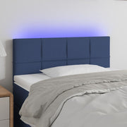 sengegavl med LED-lys 100x5x78/88 cm stof blå