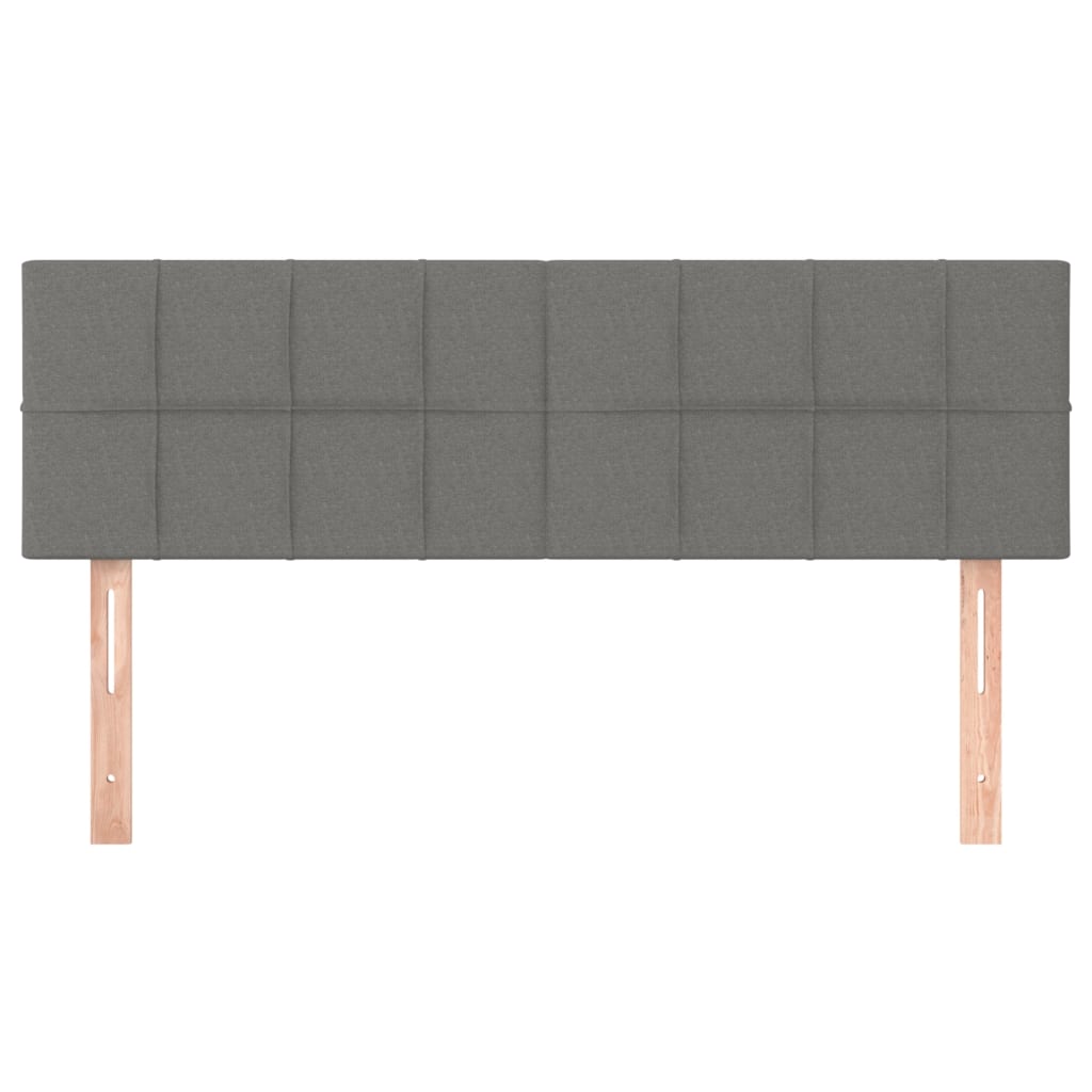 sengegavl med LED-lys 144x5x78/88 cm stof mørkegrå