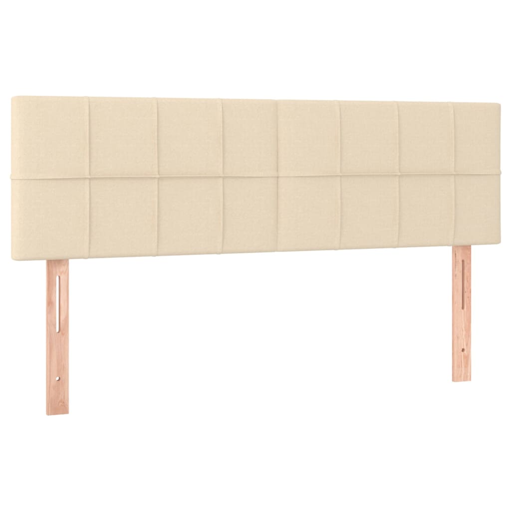 sengegavl med LED-lys 144x5x78/88 cm stof cremefarvet