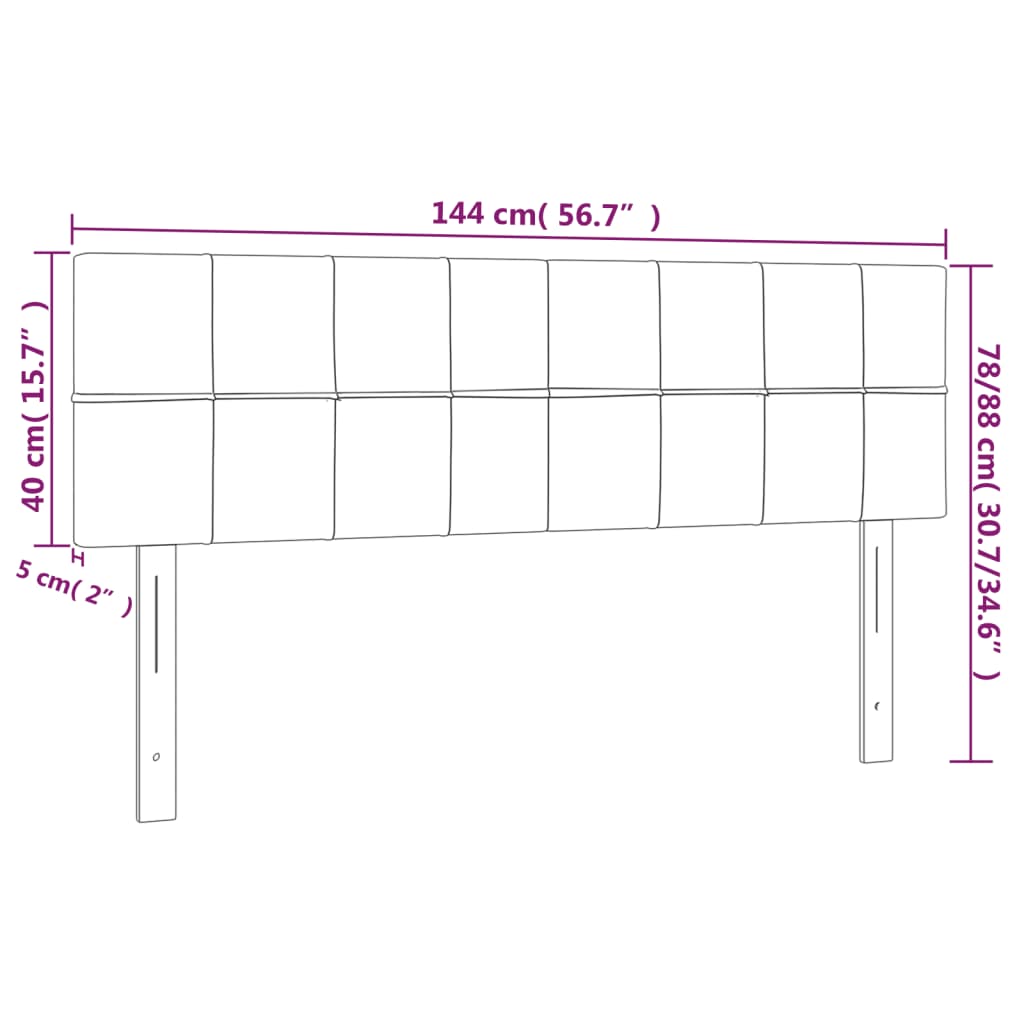 sengegavl med LED-lys 144x5x78/88 cm stof blå