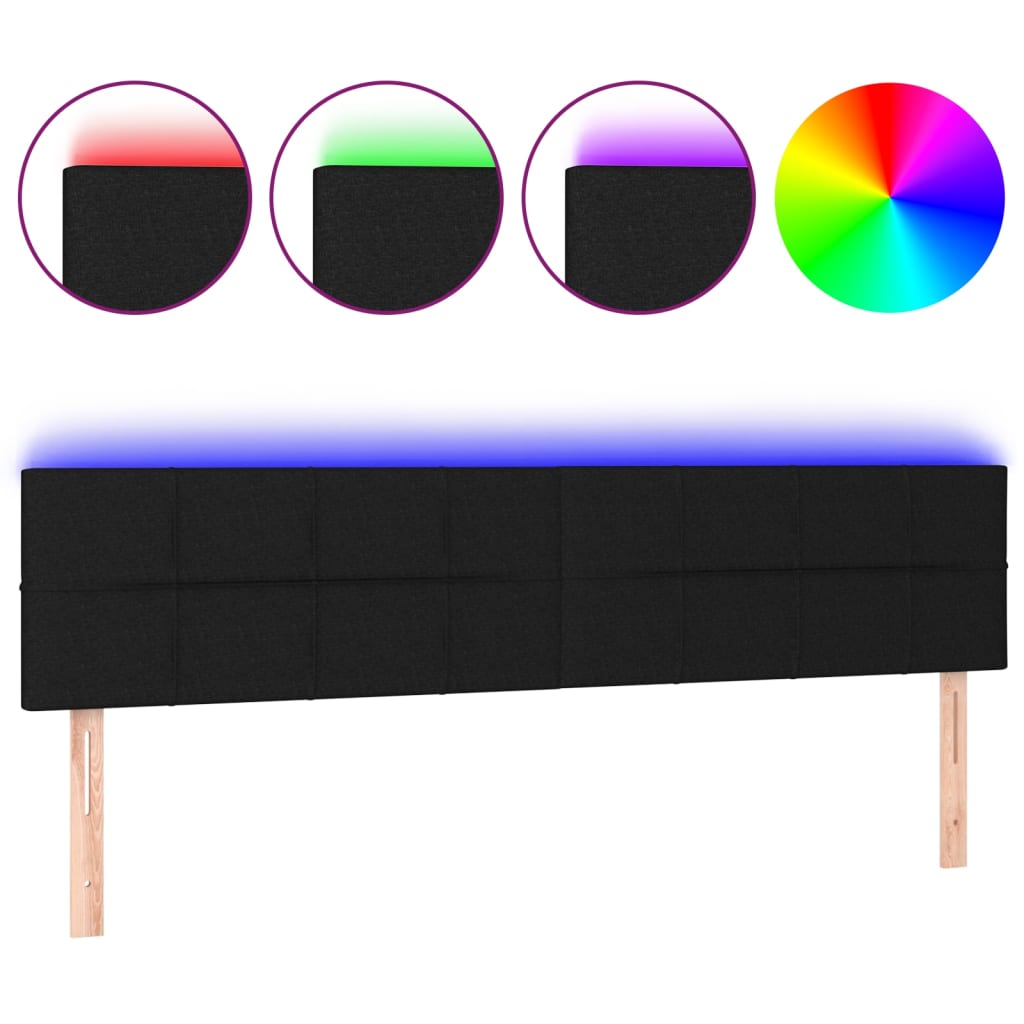sengegavl med LED-lys 160x5x78/88 cm stof sort