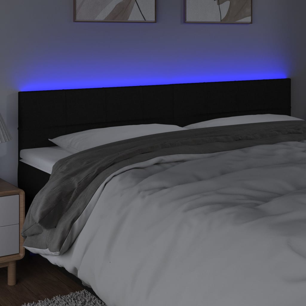 sengegavl med LED-lys 160x5x78/88 cm stof sort
