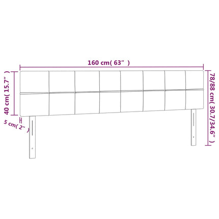 sengegavl med LED-lys 160x5x78/88 cm stof gråbrun