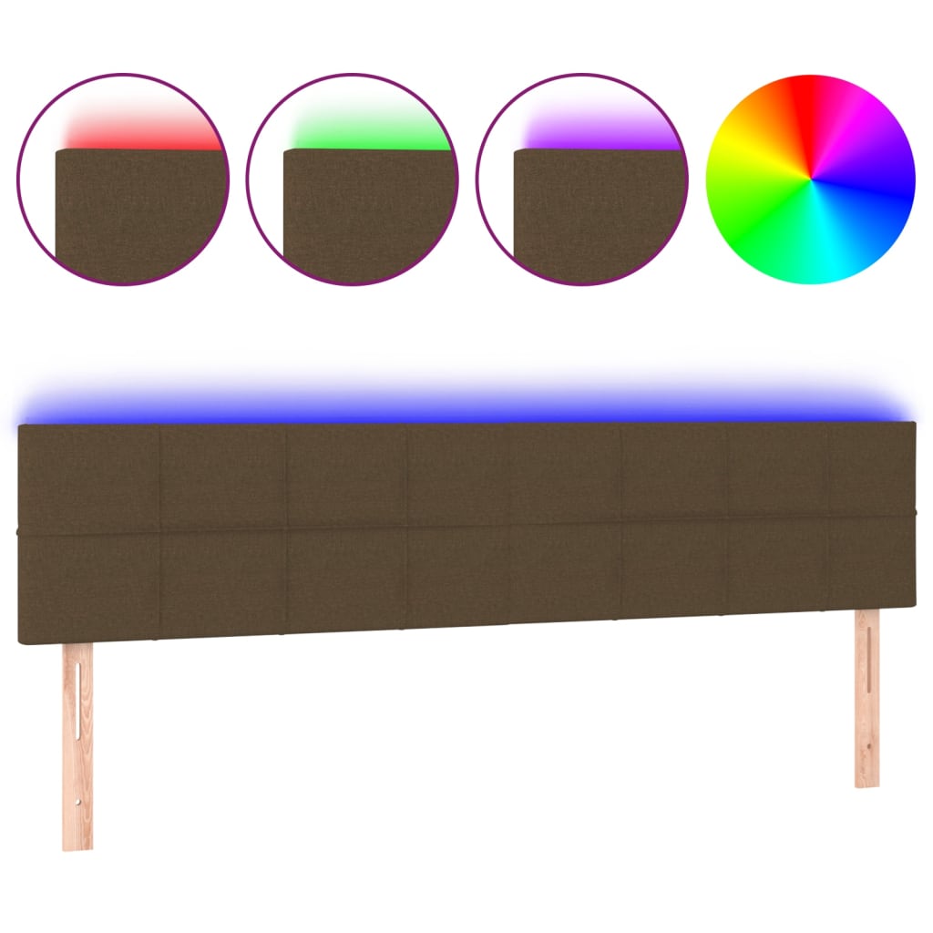 sengegavl med LED-lys 180x5x78/88 cm stof mørkebrun