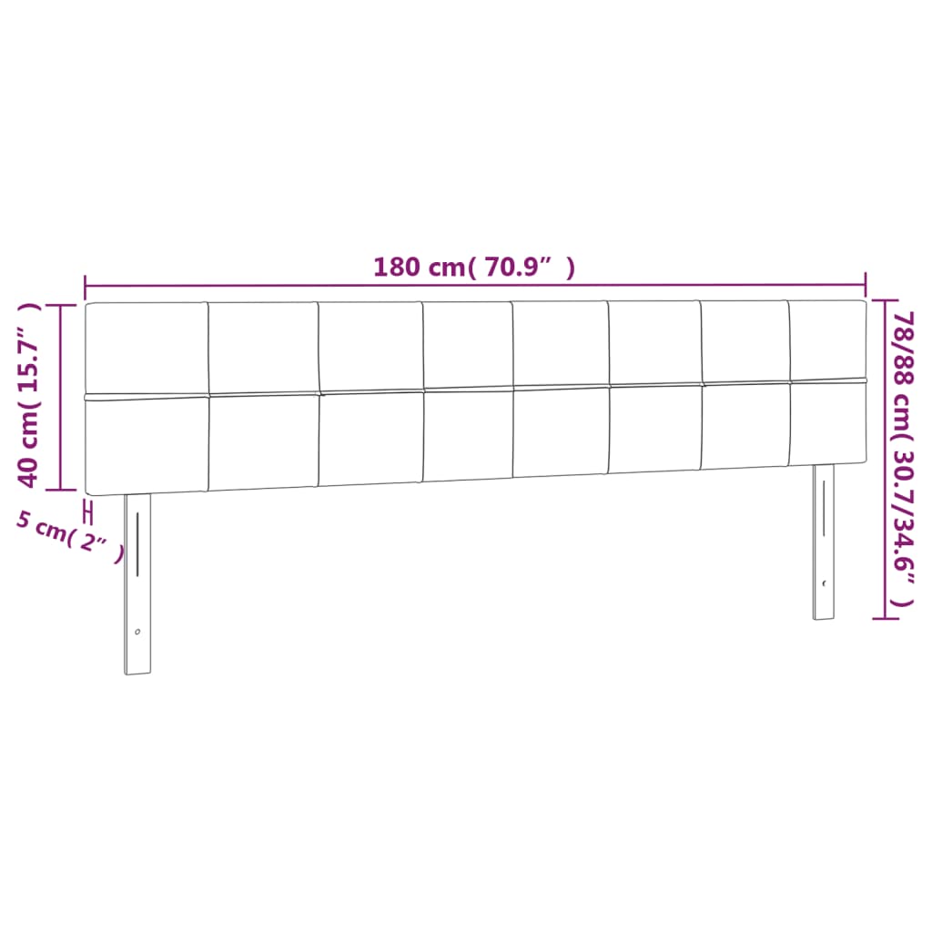 sengegavl med LED-lys 180x5x78/88 cm stof mørkebrun