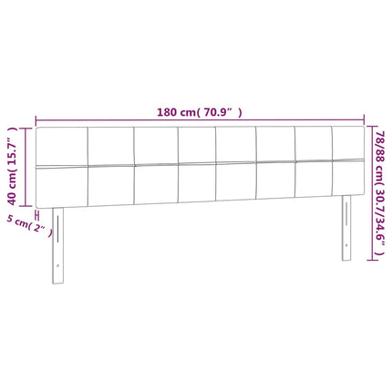 sengegavl med LED-lys 180x5x78/88 cm stof blå