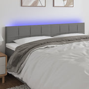 sengegavl med LED-lys 200x5x78/88 cm stof mørkegrå