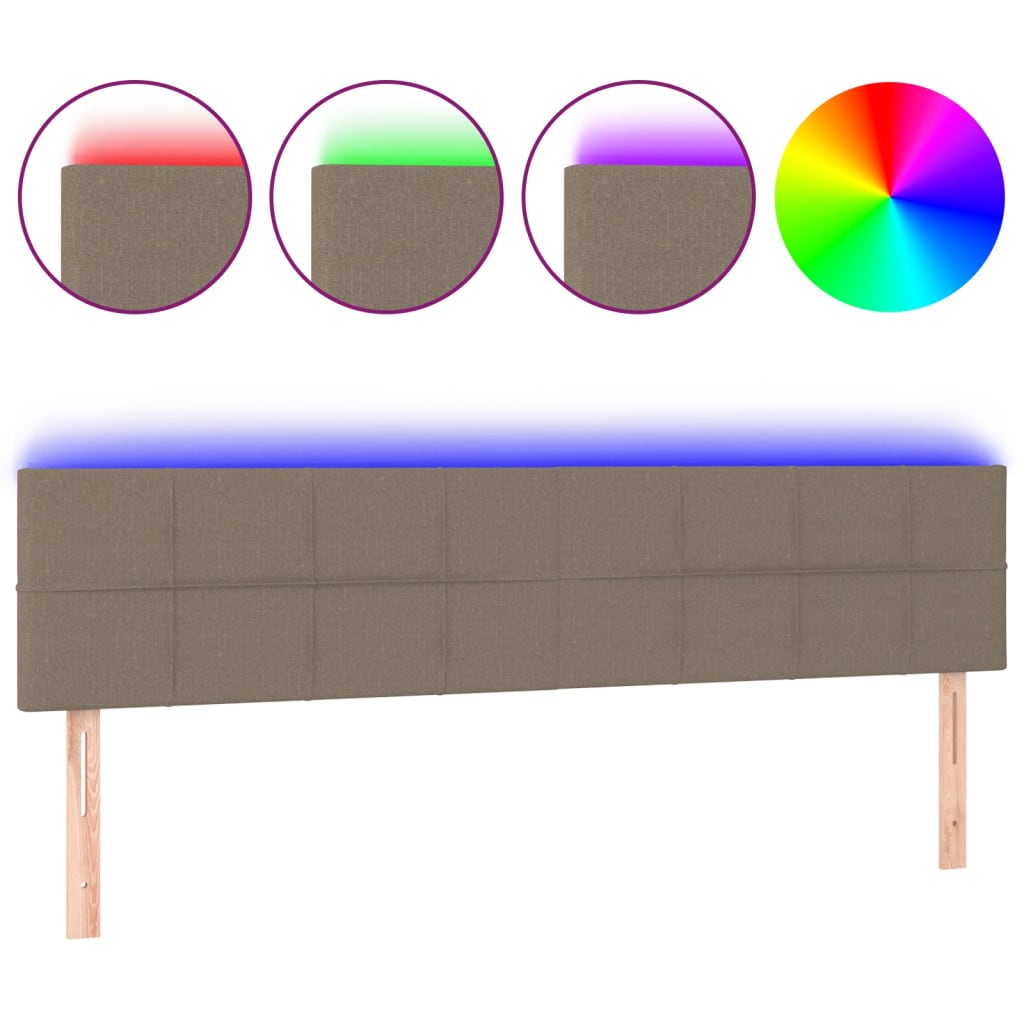 sengegavl med LED-lys 200x5x78/88 cm stof gråbrun