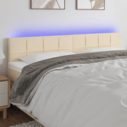 sengegavl med LED-lys 200x5x78/88 cm stof cremefarvet