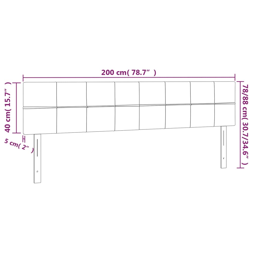 sengegavl med LED-lys 200x5x78/88 cm stof blå