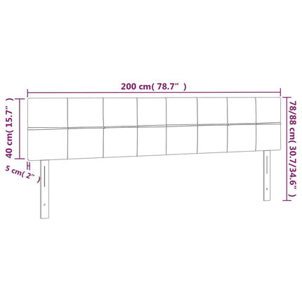 sengegavl med LED-lys 200x5x78/88 cm stof blå