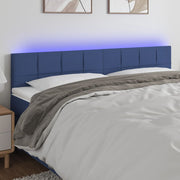 sengegavl med LED-lys 200x5x78/88 cm stof blå