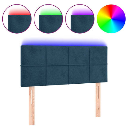 sengegavl med LED-lys 80x5x78/88 cm velour mørkeblå