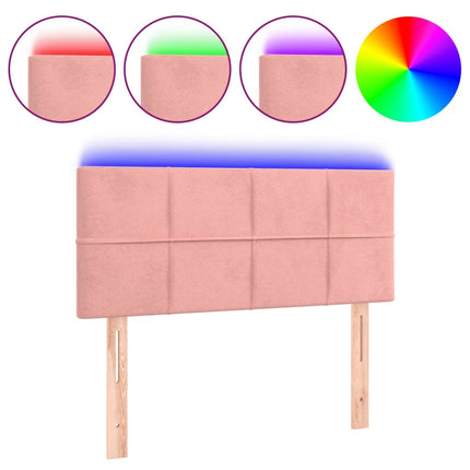 sengegavl med LED-lys 80x5x78/88 cm velour lyserød