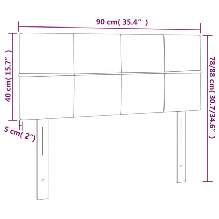 sengegavl med LED-lys 90x5x78/88 cm fløjl lysegrå