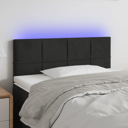 sengegavl med LED-lys 100x5x78/88 cm fløjl sort
