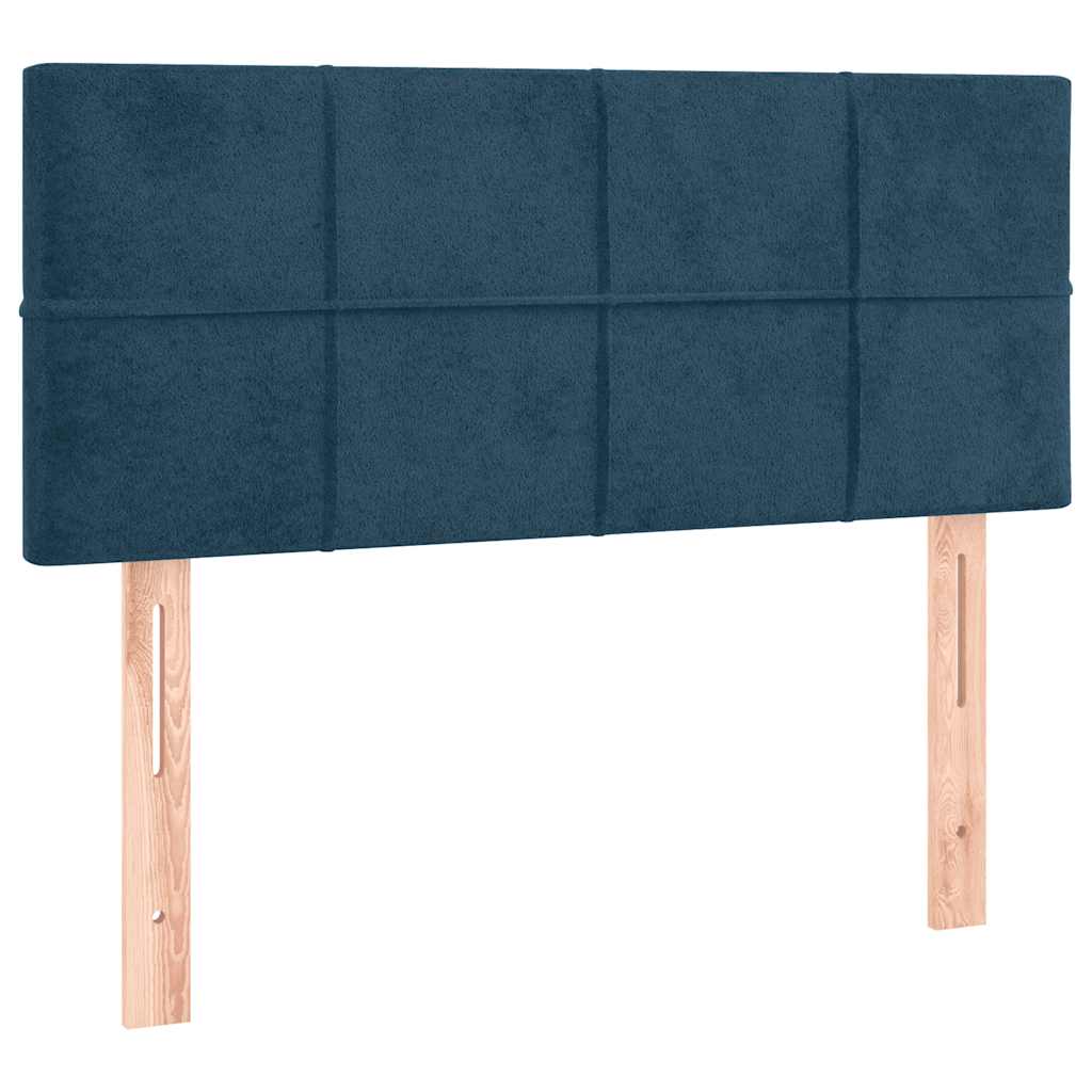 sengegavl med LED-lys 100x5x78/88 cm fløjl mørkeblå