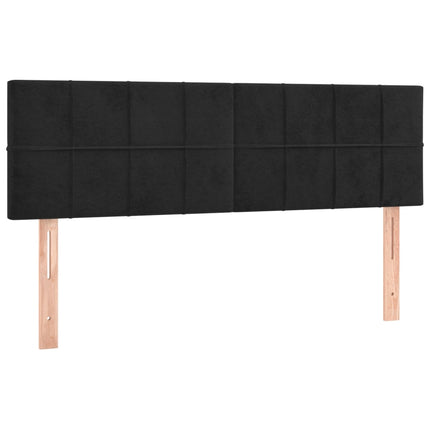 sengegavl med LED-lys 144x5x78/88 cm fløjl sort