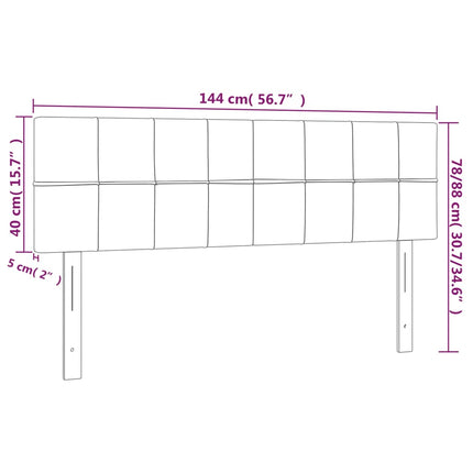 sengegavl med LED-lys 144x5x78/88 cm fløjl sort