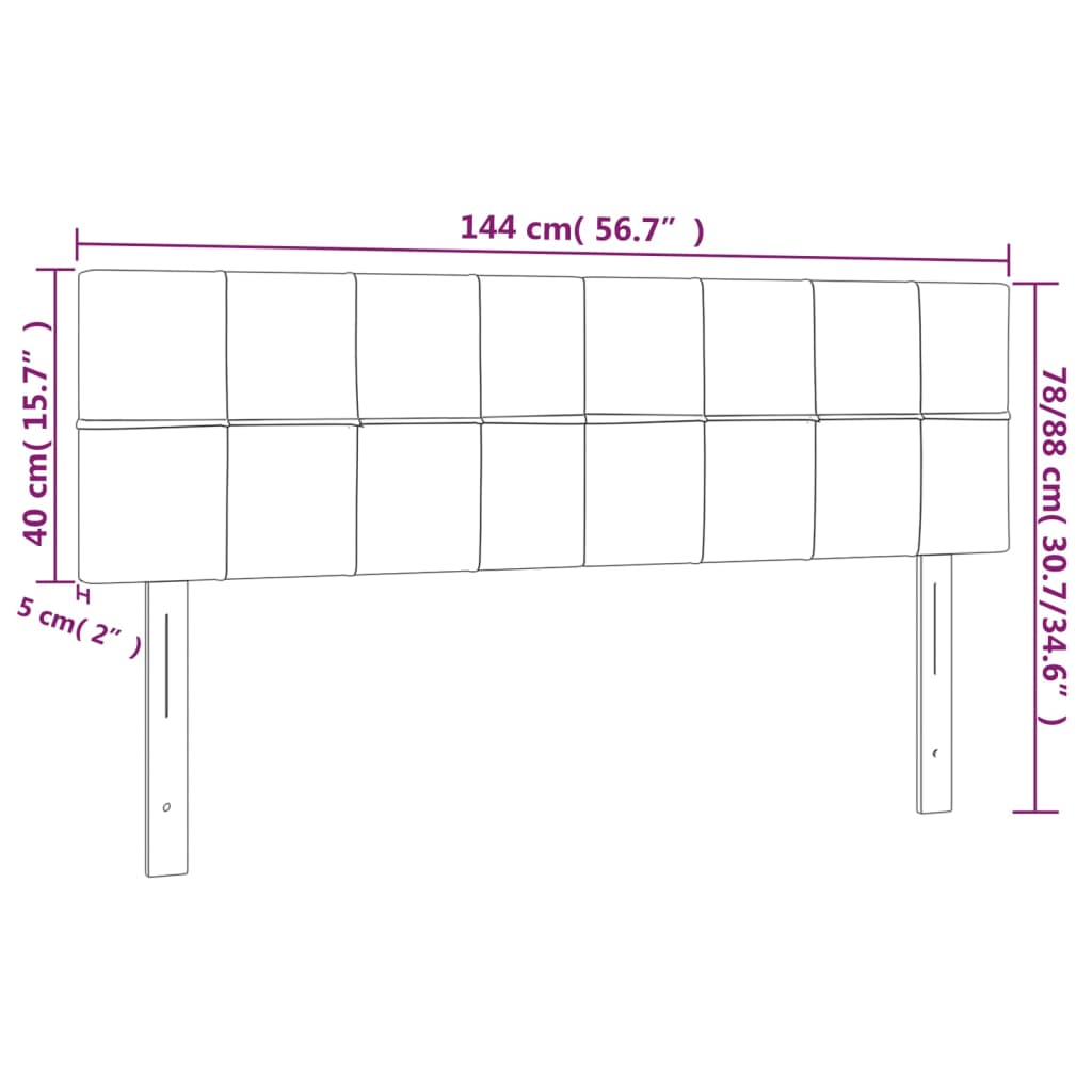 sengegavl med LED-lys 144x5x78/88 cm fløjl lyserød