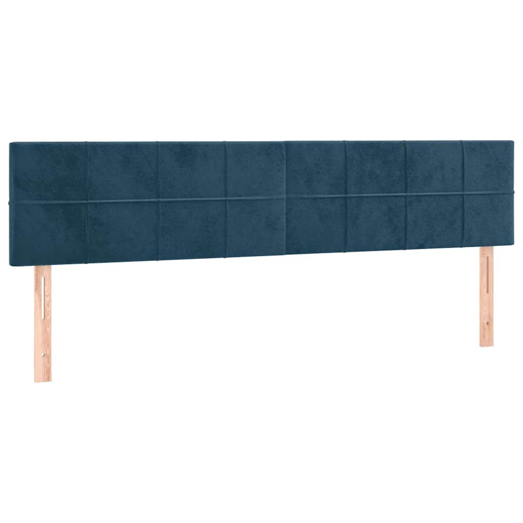 sengegavl med LED-lys 160x5x78/88 cm fløjl mørkeblå