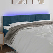 sengegavl med LED-lys 160x5x78/88 cm fløjl mørkeblå