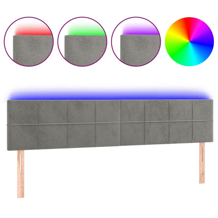sengegavl med LED-lys 180x5x78/88 cm velour lysegrå