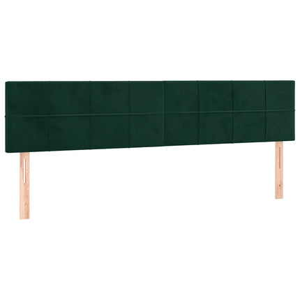 sengegavl med LED-lys 180x5x78/88 cm fløjl mørkegrøn
