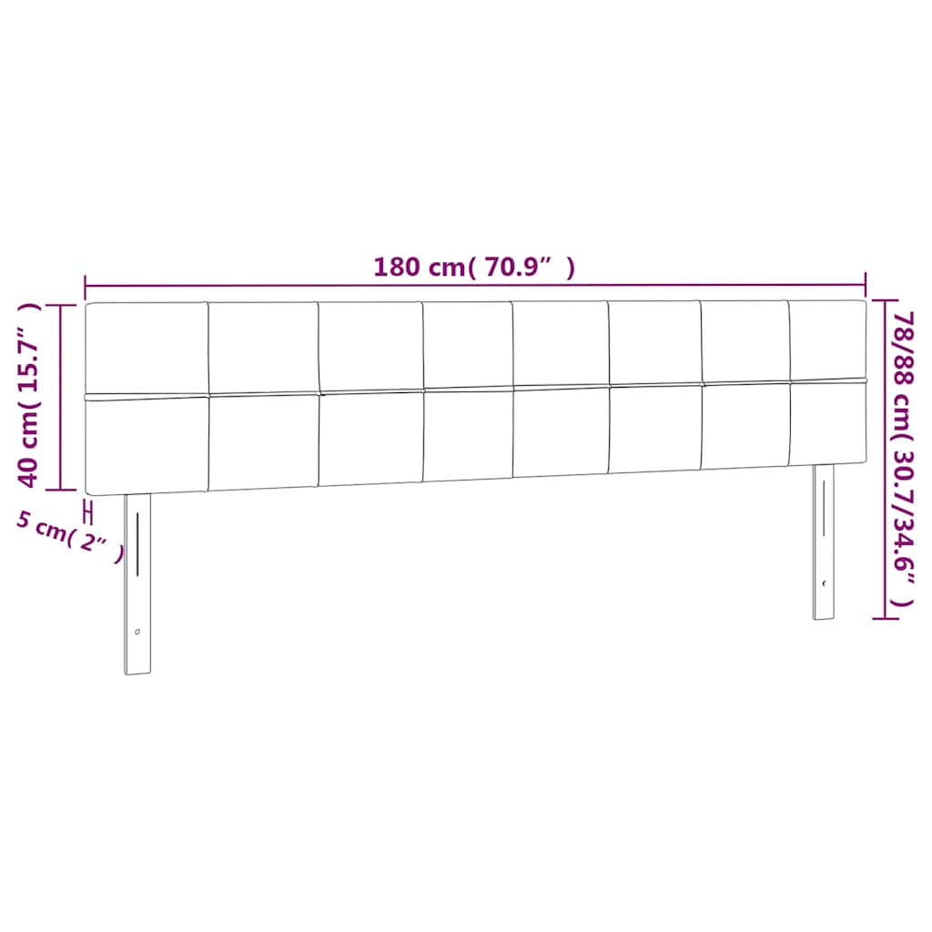 sengegavl med LED-lys 180x5x78/88 cm fløjl mørkeblå