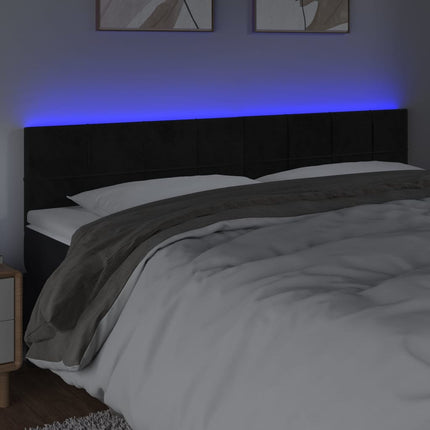 sengegavl med LED-lys 200x5x78/88 cm velour sort