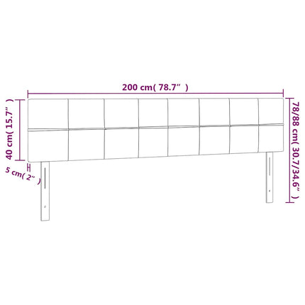 sengegavl med LED-lys 200x5x78/88 cm fløjl mørkeblå