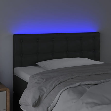 sengegavl med LED-lys 80x5x78/88 cm kunstlæder sort