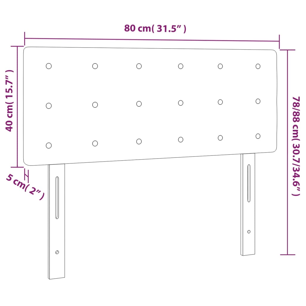 sengegavl med LED-lys 80x5x78/88 cm kunstlæder cremefarvet