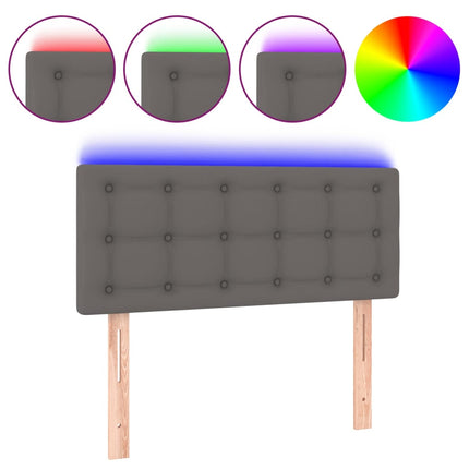 sengegavl med LED-lys 80x5x78/88 cm kunstlæder grå