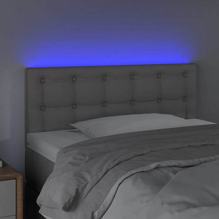 sengegavl med LED-lys 80x5x78/88 cm kunstlæder grå