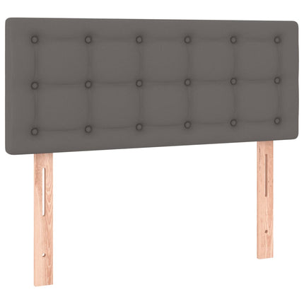 sengegavl med LED-lys 80x5x78/88 cm kunstlæder grå